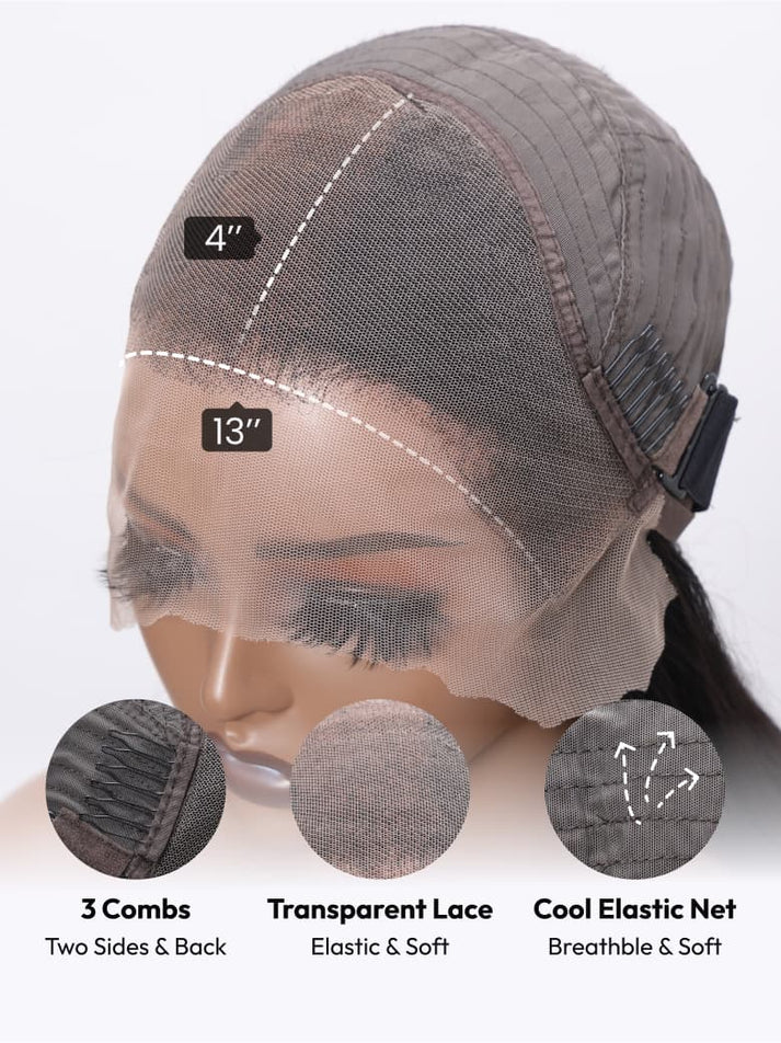 Black Body Wave 13x4 Transparent Frontal Closure Wig