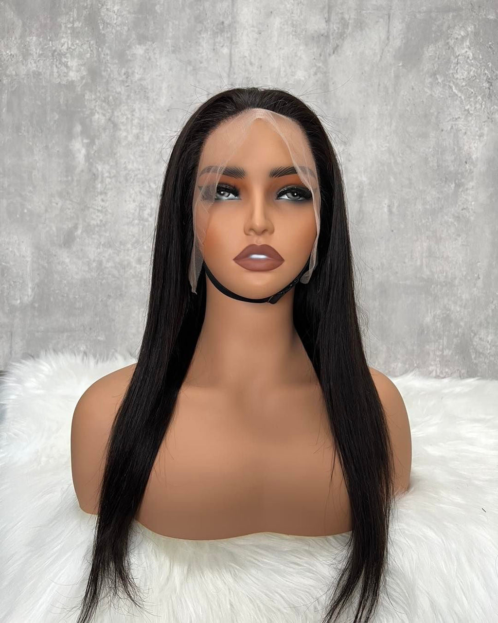 Black Bone Straight 360 Transparent Frontal Closure Wig