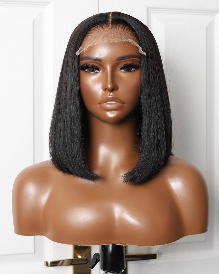 Black Bone Straight Bob 13x4 HD Frontal Closure Wig