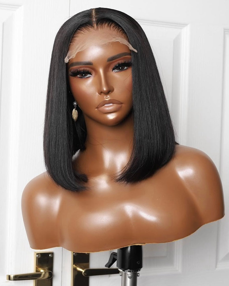 Black Bone Straight Bob 13x4 HD Frontal Closure Wig