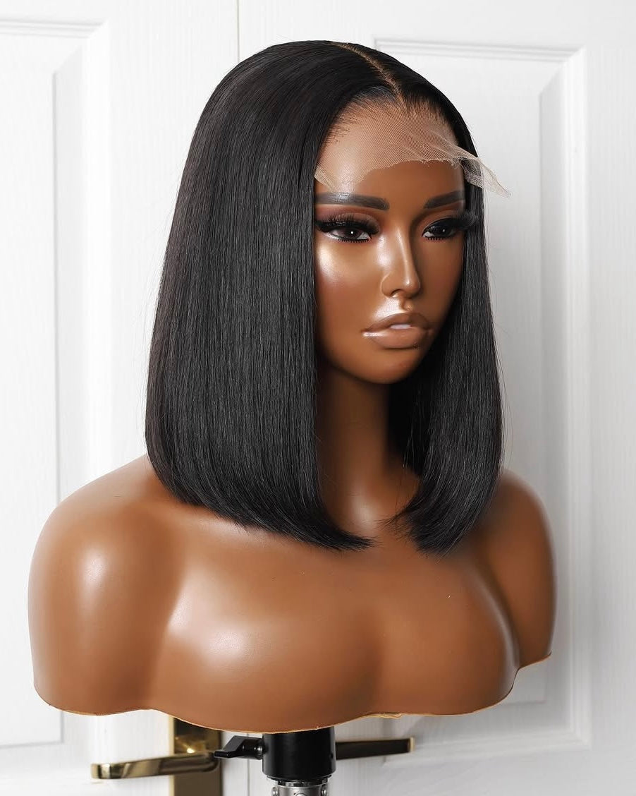 Black Bone Straight Bob 13x4 HD Frontal Closure Wig
