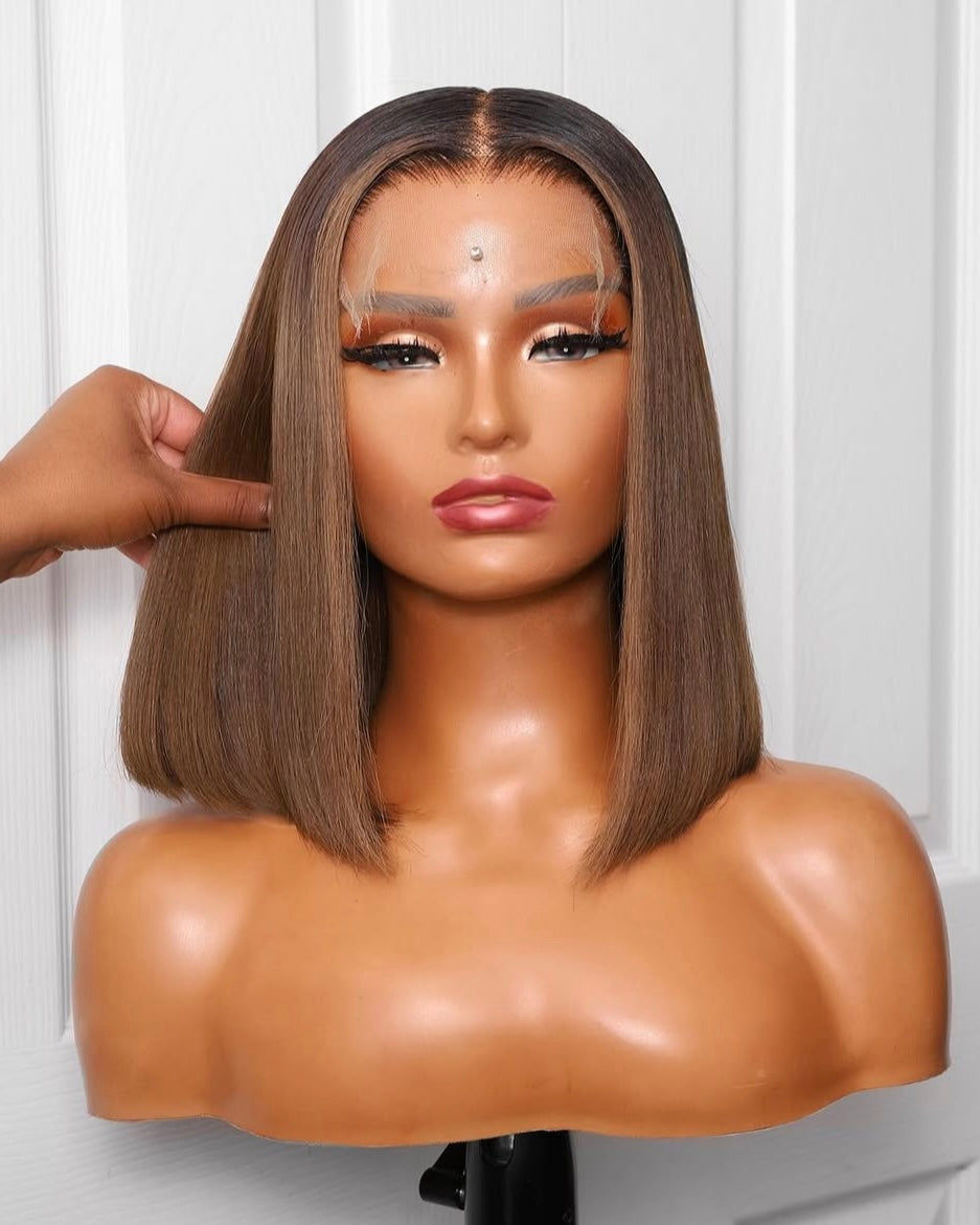 Brown Bone Straight Bob 13x4 HD Frontal Closure Wig