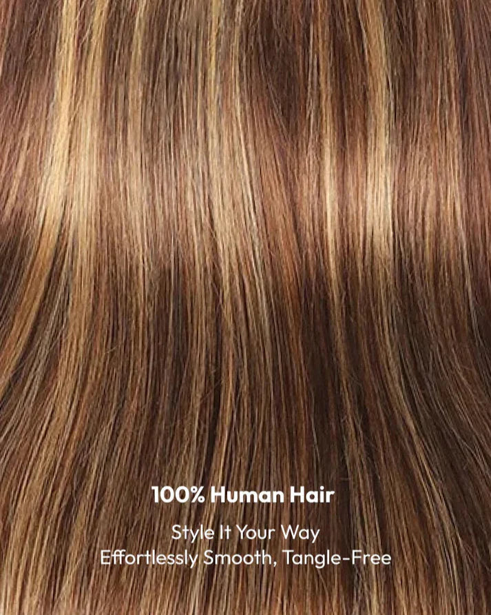 Brown with Blonde Highlights Bone Straight 5x5 HD Frontal Closure Wig