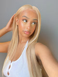 Blonde Bone Straight 13x4 HD Frontal Closure Wig
